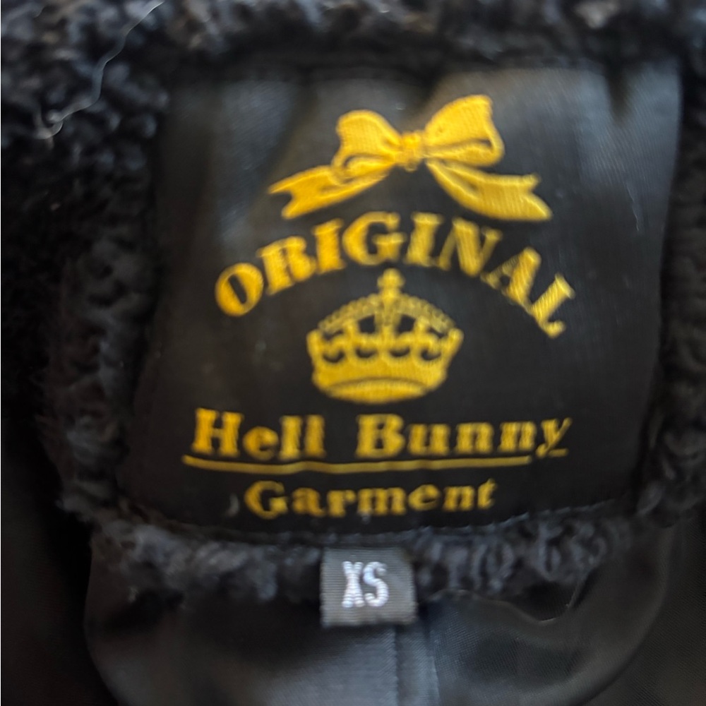 Hell Bunny Sophia Red Fit-and-Flare Pea Coat with Black Trim - Picture 10 of 12